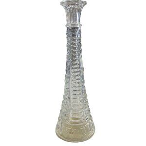 Vintage Clear Pressed Glass Bud Vase With Intricate Floral Design